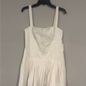 White Pleated Strap Sundress